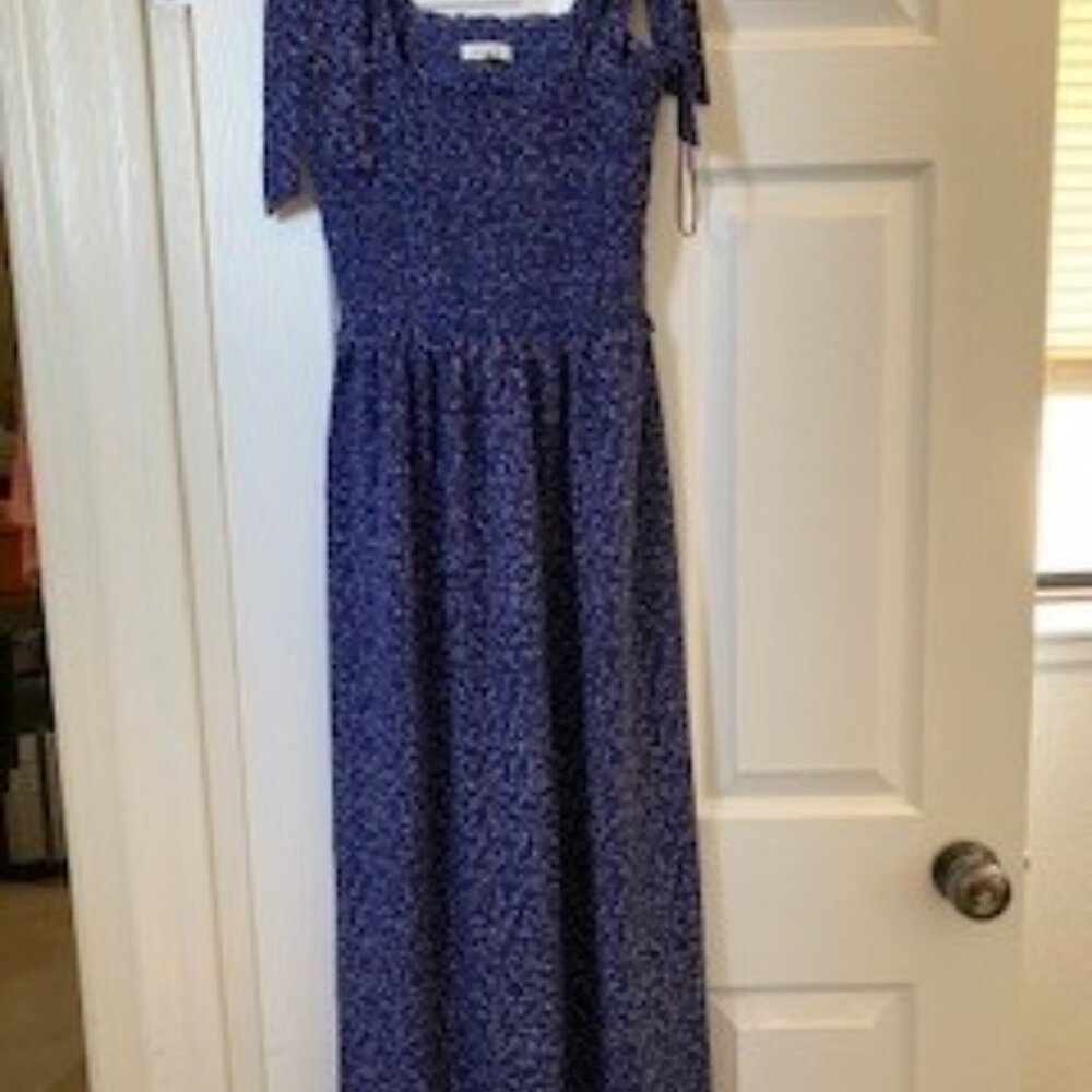 Max Studio Blue Smocked Maxi Sundress - Picture 2 of 5